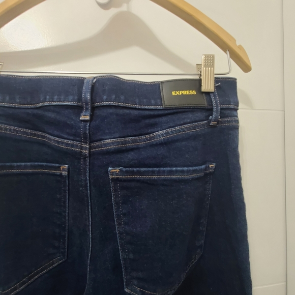 Express 70s Flare Denim Jeans Sz 4L Dark Blue - Picture 4 of 7